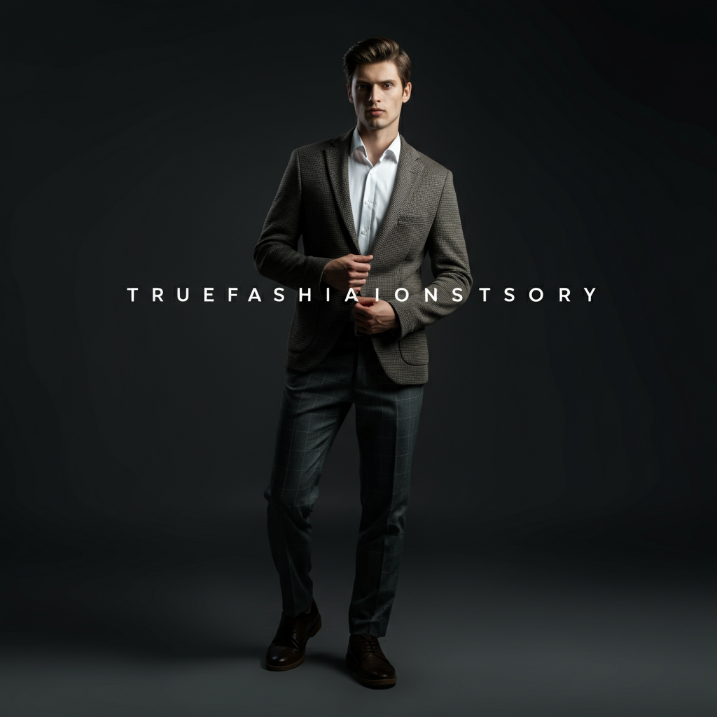 A stylishly dressed man looking confident, showcasing modern masculine fashion with a well-fitting jacket and classic trousers.