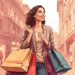 A stylish woman holding shopping bags with the Fashion Nova logo, looking happy with her purchases.