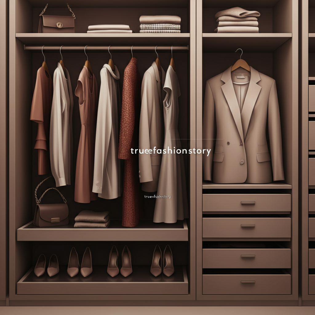 woman choosing clothes from wardrobe, personal style, fashion choices, outfit selection, closet organization