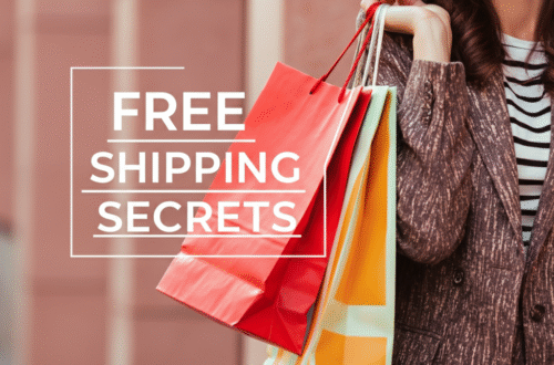 A stylish woman holding colorful Fashion Nova shopping bags with text overlay that reads "Free Shipping Secrets."