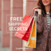 A stylish woman holding colorful Fashion Nova shopping bags with text overlay that reads "Free Shipping Secrets."