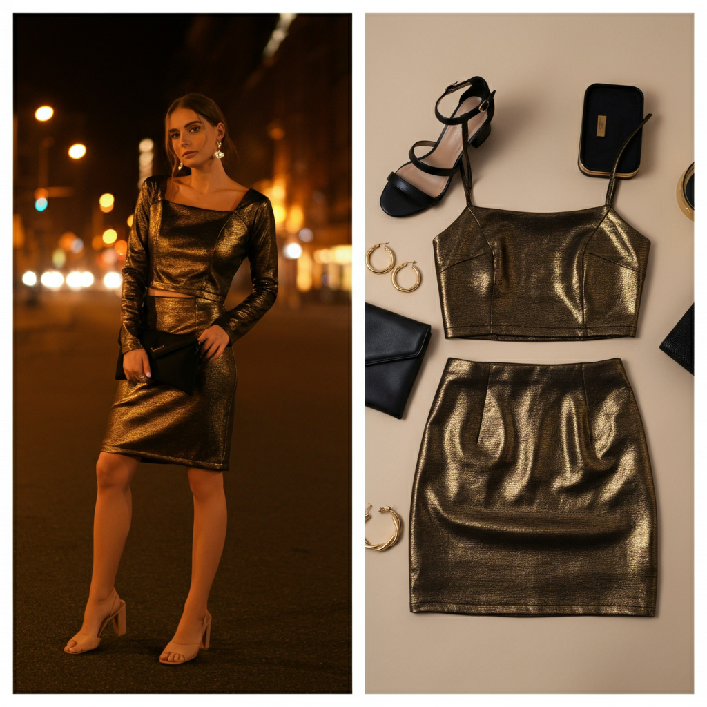 metallic gold two piece set
