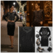A woman looking elegant and confident wearing a floor-length isabela rhinestone dress black black at a formal event.