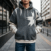 A person wearing a stylish oversized graphic Aelfric Eden hoodie, showcasing its unique design and relaxed fit.