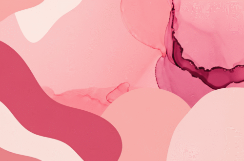 A close-up, textured artwork in various shades of pink