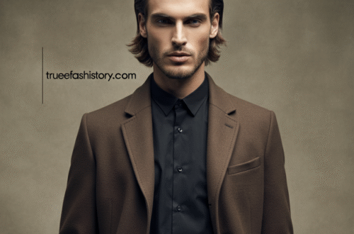 A man with stylish brown medium-long hair styled in a textured, swept-back look, standing against a neutral background.